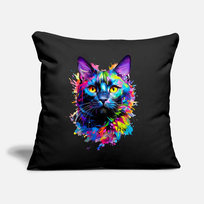 Bemalte Hauskatze mit schwarzer Katze Sofakissen mit Füllung 45 x 45 cm