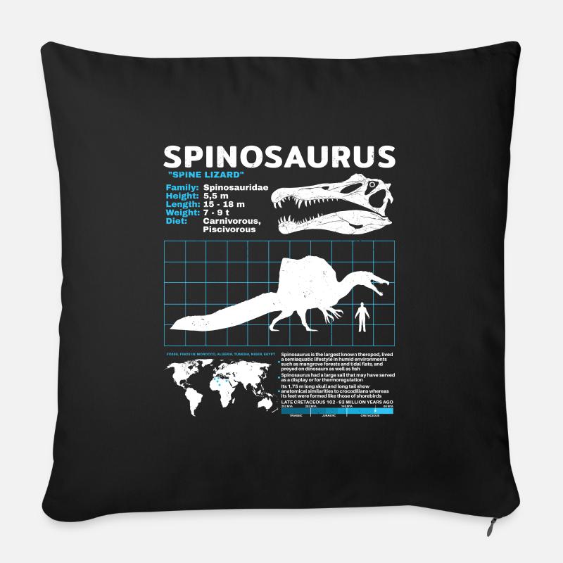 Spinosaurus Datenblatt - Sofakissen mit Füllung 45 x 45 cm - Schwarz