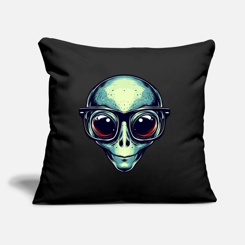 Nerdiges Alien mit Brille Sofakissen mit Füllung 45 x 45 cm