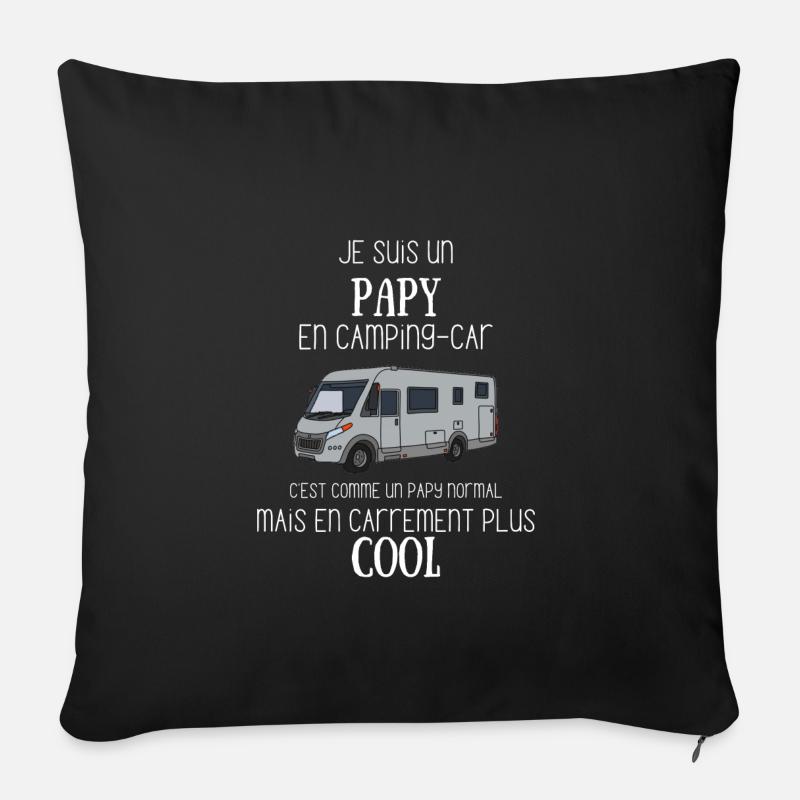 Papy en camping-car - Coussin et housse de 45 x 45 cm - noir