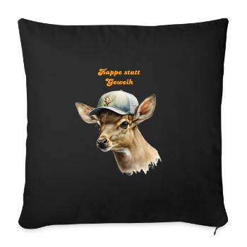 Kappe Statt Geweih -Einfach tierisch! - Sofakissen mit Füllung 45 x 45 cm - Schwarz - Vorne