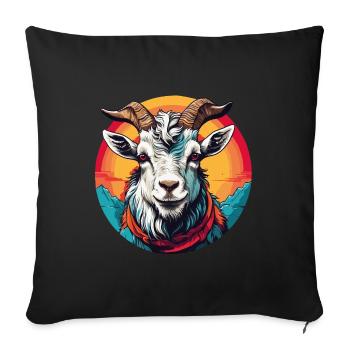 Goat portrait on colorful color wheel - Sofa pillow with filling 45cm x 45cm - black - Front