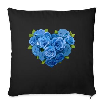 Blue Roses,Blue Rose,Heart,Flower Heart - Sofa pillow with filling 45cm x 45cm - black - Front