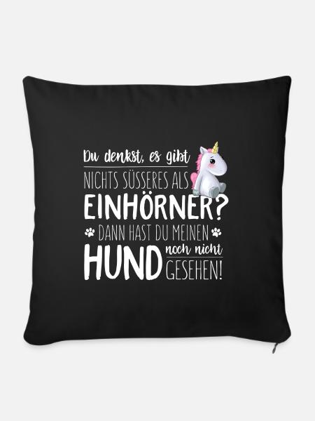 Einhorn vs Hund - Sofakissen mit Füllung 45 x 45 cm - Schwarz