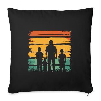 Vatertag Vater mit drei Söhnen retro vintage - Sofakissen mit Füllung 45 x 45 cm - Schwarz - Vorne