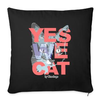 "YES WE CAT" de Cinodrago - Coussin et housse de 45 x 45 cm - noir - Devant