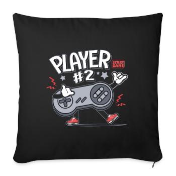 Gamer Player 2 console video games Family - Sofa pillow with filling 45cm x 45cm - black - Front