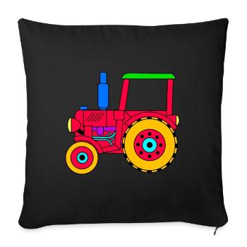 Roter Traktor für Jungen und Mädchen - Sofakissen mit Füllung 45 x 45 cm - Schwarz - Vorne