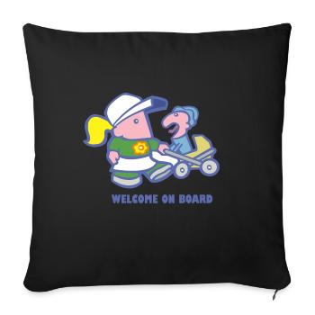 Welcome on board - Sofa pillow with filling 45cm x 45cm - black - Front