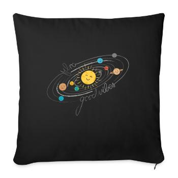 Système solaire heureux - Coussin et housse de 45 x 45 cm - noir - Devant