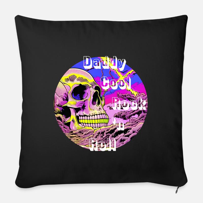 Daddy Cool Rock N Roll - Skull - Sofa pillow with filling 45cm x 45cm - black
