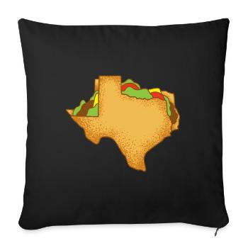 Conception de carte de tacos de petit-déjeuner pour le Texas - Coussin et housse de 45 x 45 cm - noir - Devant