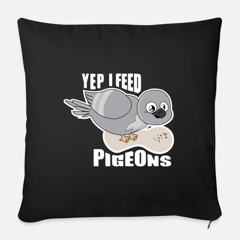 Feed Pigeons Design per gli amanti dei piccioni - Cuscino da divano 45 x 45 cm con riempimento - nero
