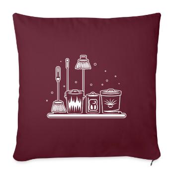 Humour faire le ménage - Coussin et housse de 45 x 45 cm - bordeaux - Devant