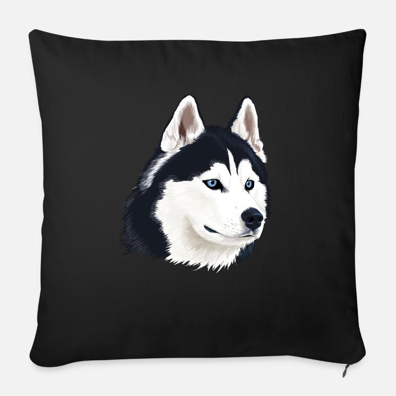 Husky Hund - Sofakissen mit Füllung 45 x 45 cm - Schwarz
