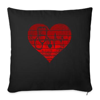 Stéthoscope coeur drôle infirmière Saint Valentin - Coussin et housse de 45 x 45 cm - noir - Devant