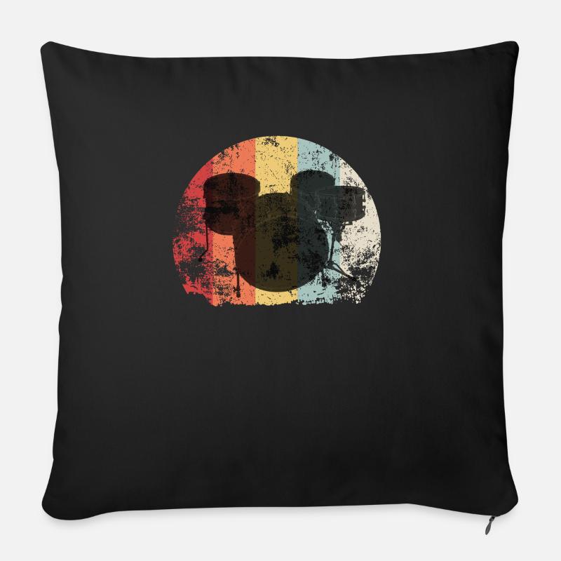 Retro Drums Gift Idea for Drummer - Sofa pillow with filling 45cm x 45cm - black