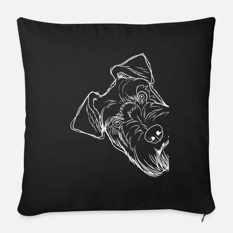 Neugieriger Schnauzer Hund - Sofakissen mit Füllung 45 x 45 cm - Schwarz