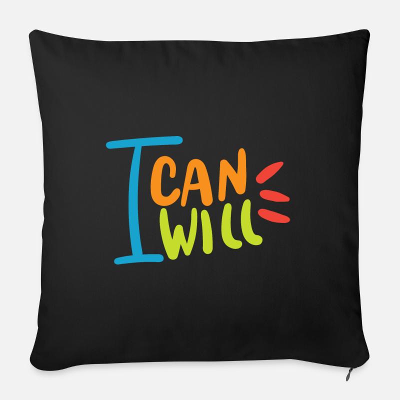 I will i can - Sofakissen mit Füllung 45 x 45 cm - Schwarz