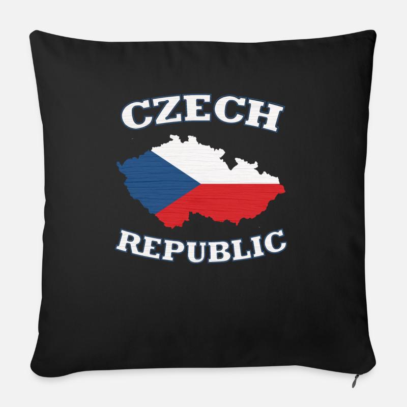 République Tchèque - Coussin et housse de 45 x 45 cm - noir