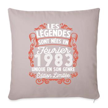 Vintage Flourish Cadeau Anniversaire Février 1983 - Coussin et housse de 45 x 45 cm - taupe clair - Devant