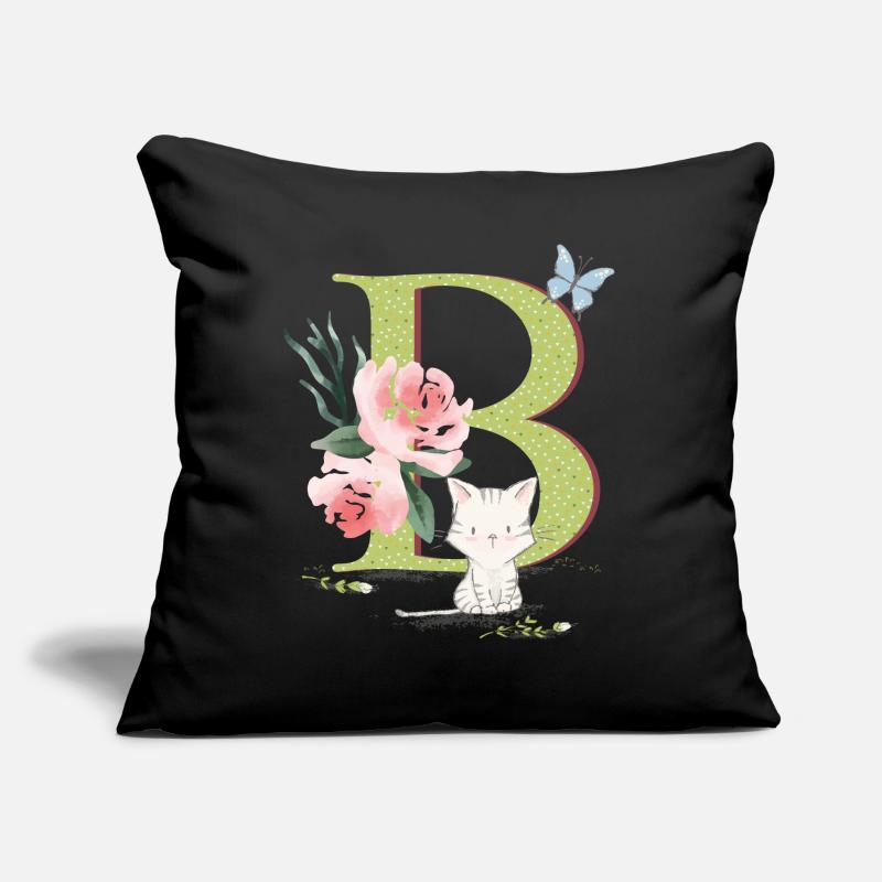 Lettre initiale B avec chat Coussin et housse de 45 x 45 cm