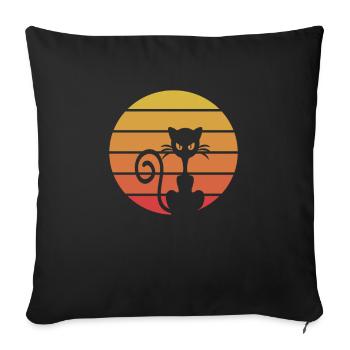 Funny cat retro funny gift pew - Sofa pillow with filling 45cm x 45cm - black - Front