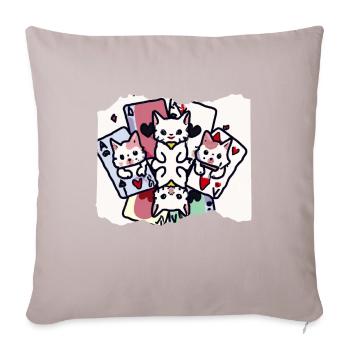 Chats Cartes à jouer - Coussin et housse de 45 x 45 cm - taupe clair - Devant