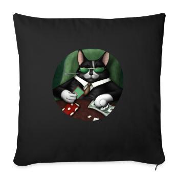 Cats Playing Cards - Sofa pillow with filling 45cm x 45cm - black - Front