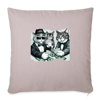 Cats Playing Cards - Sofakissen mit Füllung 45 x 45 cm - helles Taupe - Vorne