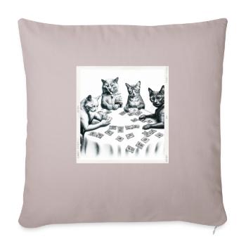 Chats Cartes à jouer - Coussin et housse de 45 x 45 cm - taupe clair - Devant