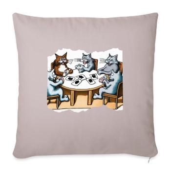 Chats Cartes à jouer - Coussin et housse de 45 x 45 cm - taupe clair - Devant