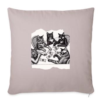 Chats Cartes à jouer - Coussin et housse de 45 x 45 cm - taupe clair - Devant