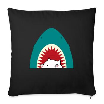 Chat mangeur de requins - Coussin et housse de 45 x 45 cm - noir - Devant