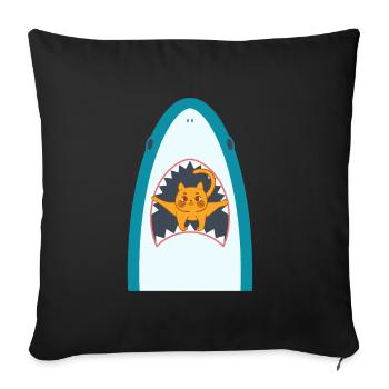 Chat mangeur de requins - Coussin et housse de 45 x 45 cm - noir - Devant