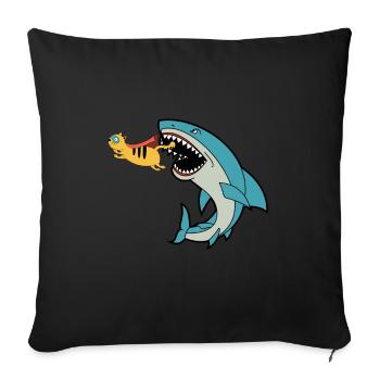Chat mangeur de requins - Coussin et housse de 45 x 45 cm - noir - Devant