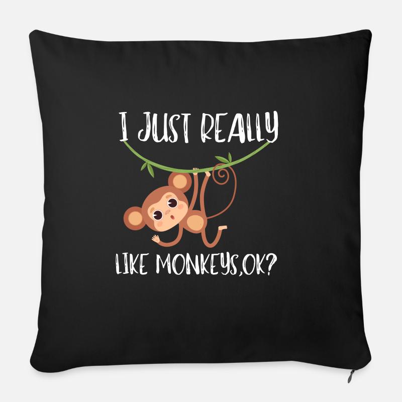 J’aime vraiment les singes ok? - Coussin et housse de 45 x 45 cm - noir