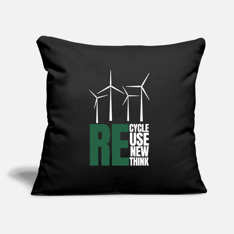 Recycle Réutiliser Renew Rethink Wind Turbine - Wind Coussin et housse de 45 x 45 cm