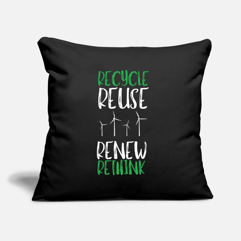 Recycle Réutiliser Renew Rethink Wind Turbine - Wind Coussin et housse de 45 x 45 cm