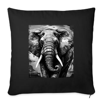Elephant Portrait - Sofa pillow with filling 45cm x 45cm - black - Front