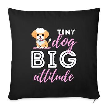Petit chien, grande attitude – Personnalité mignonne de Maltipoo - Coussin et housse de 45 x 45 cm - noir - Devant