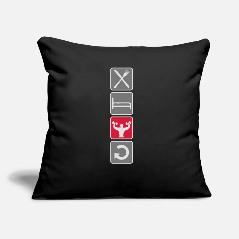 logo vertical manger sommeil train répéter répéter Coussin et housse de 45 x 45 cm
