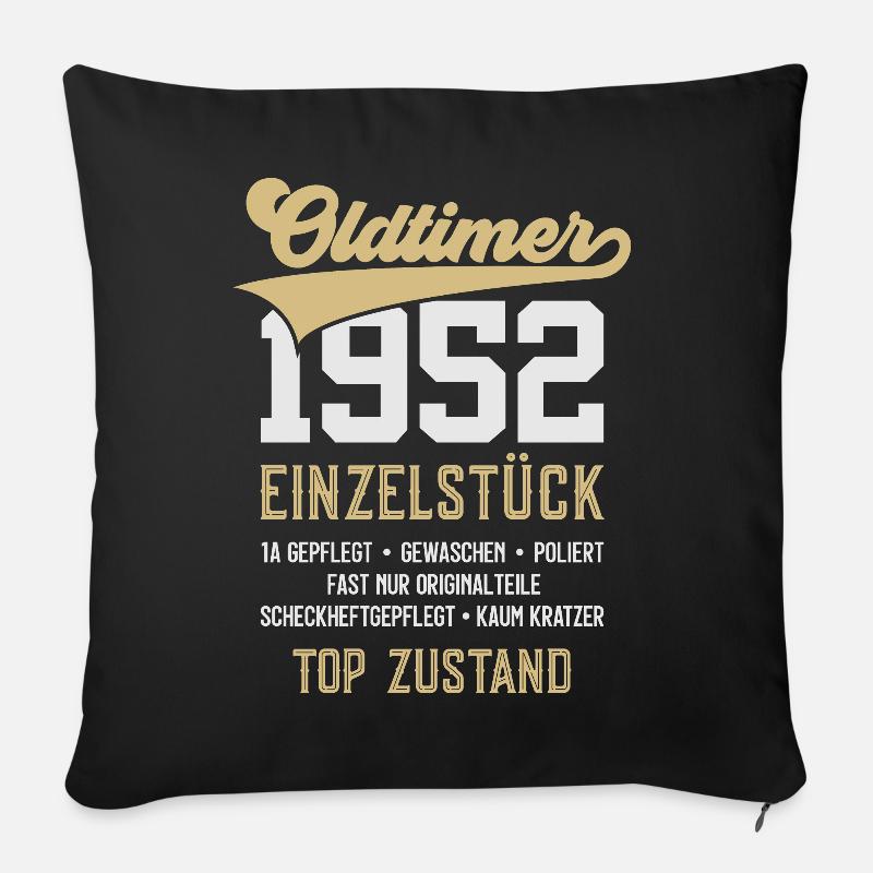74. GEBURTSTAG OLDTIMER 1952 - Sofakissen mit Füllung 45 x 45 cm - Schwarz