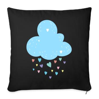Pastellfarbene Wolkenherzen Dusche - Sofakissen mit Füllung 45 x 45 cm - Schwarz - Vorne