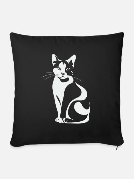 Katze Minimalistisch - Sofakissen mit Füllung 45 x 45 cm - Schwarz