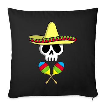 Crâne mexicain - Coussin et housse de 45 x 45 cm - noir - Devant