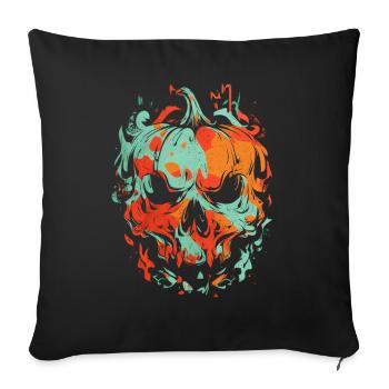 Horror Pumpkin Skull – Grunge Art Design - Sofa pillow with filling 45cm x 45cm - black - Front