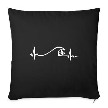 Surfing Heartbeat T shirt - Sofa pillow with filling 45cm x 45cm - black - Front