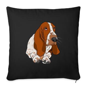 Basset Hound - Coussin et housse de 45 x 45 cm - noir - Devant