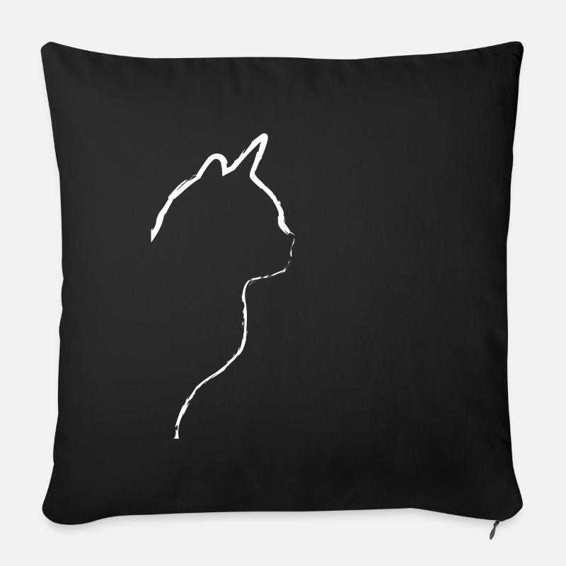 Cadeau d'amant de chat de chat de motif de chat mignon - Coussin et housse de 45 x 45 cm - noir